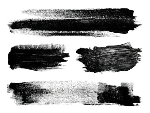 Four distinct black brushstroke textures showcasing varying widths and styles.