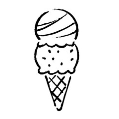 アイスクリームの手書きイラスト　モノクロ