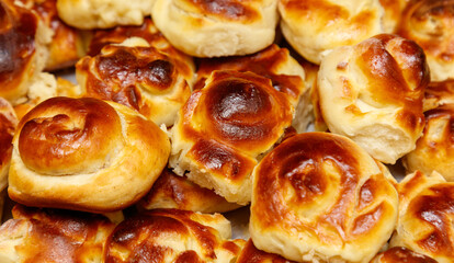 A stack of cinnamon rolls