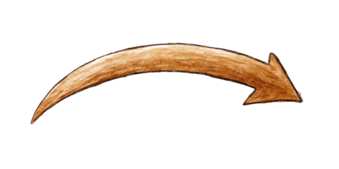 A bold, curved arrow pointing to the right, designed with a textured, golden-brown appearance.