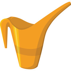 Orange Watering Can For Garden With Transparent Background And Shiny Surface