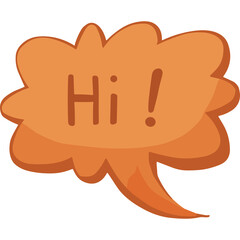 Orange Speech Bubble With Hi Text On Transparent Background