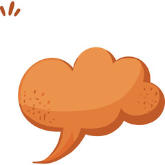 Orange Speech Bubble with Textured Detail and Small Sparks Above Isolated on Transparent Background