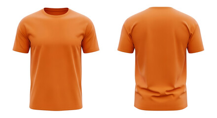 Front and back view of a plain orange t-shirt on black background clothing apparel