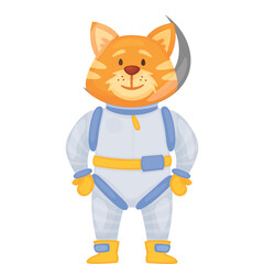 Orange Tabby Cat Wearing A White And Blue Astronaut Suit With Yellow Accents And A Black Helmet On Transparent Background