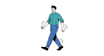 Fototapeta premium Illustration of a man walking with casual demeanor showcasing forward movement and pedestrian