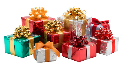 Assorted Holiday Gift Boxes, isolated on transparent background