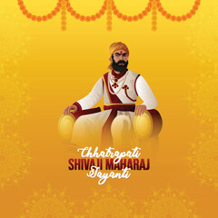 Chhatrapati shivaji maharaj jayanti with vector illustration