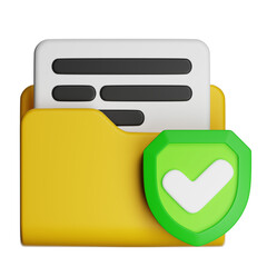 Folder document security concept with checkmark shield