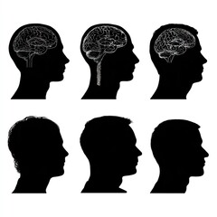 Brain Silhouette: Capturing the intricate beauty of the human brain, this artwork explores the essence of thought and consciousness, rendered in a striking, artistic style.