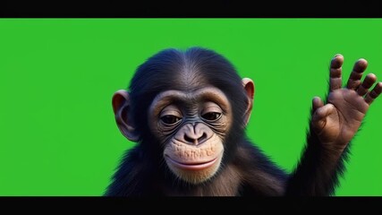 Baby Affe auf Chroma Key Greenscreen – süßes Tiervideo für Compositing und Animationen