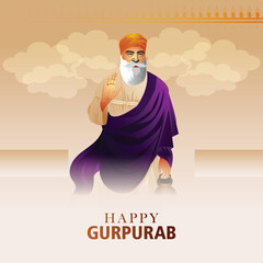 Sikh festival happy guru nanak jayanti background