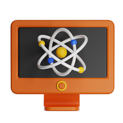 Computer monitor displaying atom model for online learning
