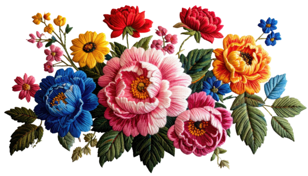 Vibrant floral arrangement, diverse blooms on a dark background