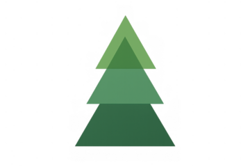 Christmas tree creating festive geometric nature background with abstract minimal design on transparent background