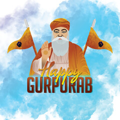 Happy guru nanak jayanti celebration greeting card