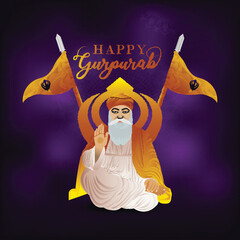 Vector illustration of guru nanak jayanti celebration greeting card