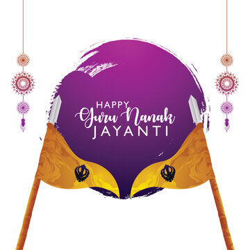 Sikh religious festival happy gurupurab or guru nanak jayanti celebration banner
