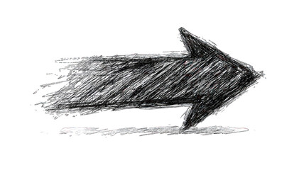 A bold, sketch-style arrow pointing to the right, conveying movement and direction.