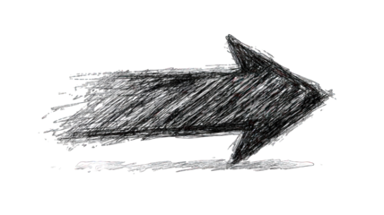 A bold, sketch-style arrow pointing to the right, conveying movement and direction.