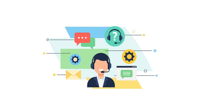 Innovative customer support service with colorful design and expert assistant featuring modern