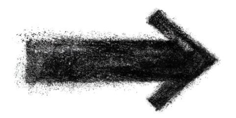 A dynamic arrow shape created from a spray or dust effect, pointing to the right.