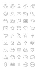Obraz premium A comprehensive set of thin, dashed line art icons for modern web and mobile user interface design.