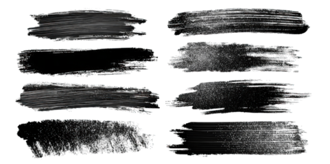 A collection of various textured brush strokes in black and white, showcasing different patterns and styles.