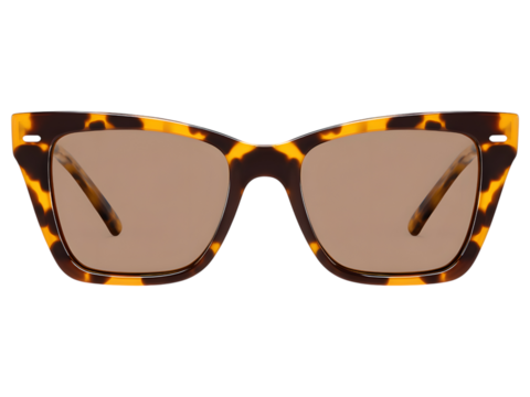 Stylish leopard-print sunglasses isolated on transparent background, ideal for fashion or travel visuals.