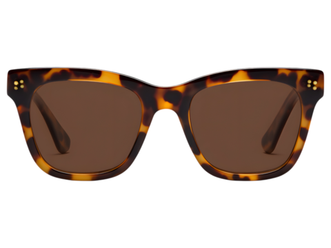 Stylish leopard-print sunglasses isolated on transparent background, ideal for fashion or travel visuals.