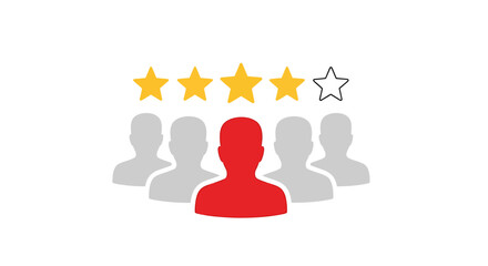 Customer Satisfaction Rating Concept with Five Stars and Highlighted Leader in Group