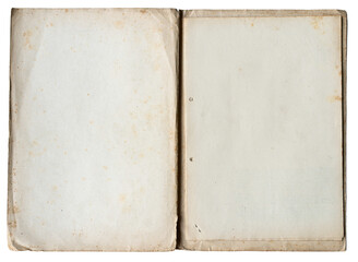 open file folder with aged empty pages isolated on white