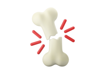 Broken bone isolated on transparent background, 3d rendering, medical concept