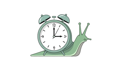 Conceptual art showcasing the slow passage of time with a snail and clock combination