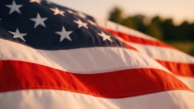 United States Flag Waving in Wind Patriotic Stock Footage