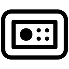 Safe deposit box. Outlined stroke vector icon with black-filled details.