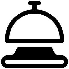Reception bell. Outlined stroke vector icon with black-filled details.