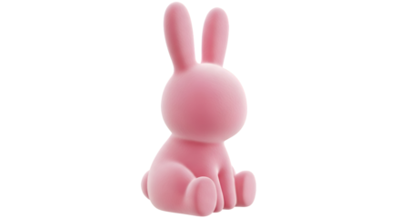 Pink cartoon bunny figurine sitting on black background rabbit