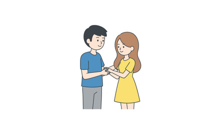 Illustration of a sweet couple holding hands, conveying affection and togetherness through simple