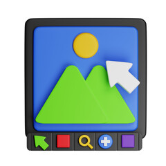 3d image editing software icon with cursor