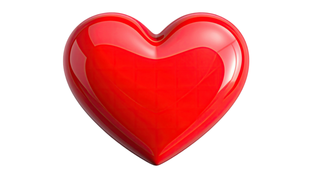 Glossy, vibrant red heart isolated on black