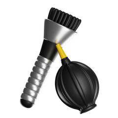 Camera cleaning kit with brush and air blower