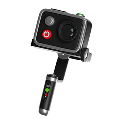 Action camera in gimbal stabilizer for vlogging