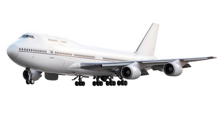 Sleek white passenger airplane on the tarmac ready for takeoff on a clear day on transparent background