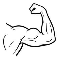 Left Hand Biceps Muscle Silhouette Black Human Arm Illustration for Anatomy and Fitness Concept PNG