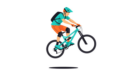 Fototapeta premium Dynamic downhill mountain biking illustration showcasing extreme sport and athleticism, portraying