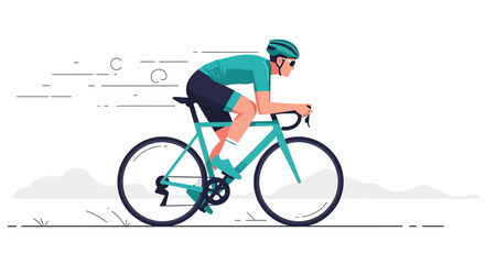 Athlete speeds on a road bike for athletic endeavor, sport and fitness concept