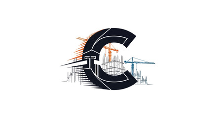 Architectural logo featuring a stylized letter C with construction elements, cranes, and building outlines.