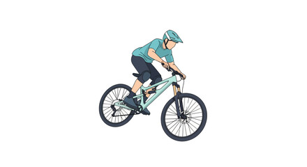 Fototapeta premium Dynamic downhill biking illustration showcases action sport and leisure pursuit on mountain terrain