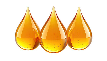 Three glistening golden drops suspended against black